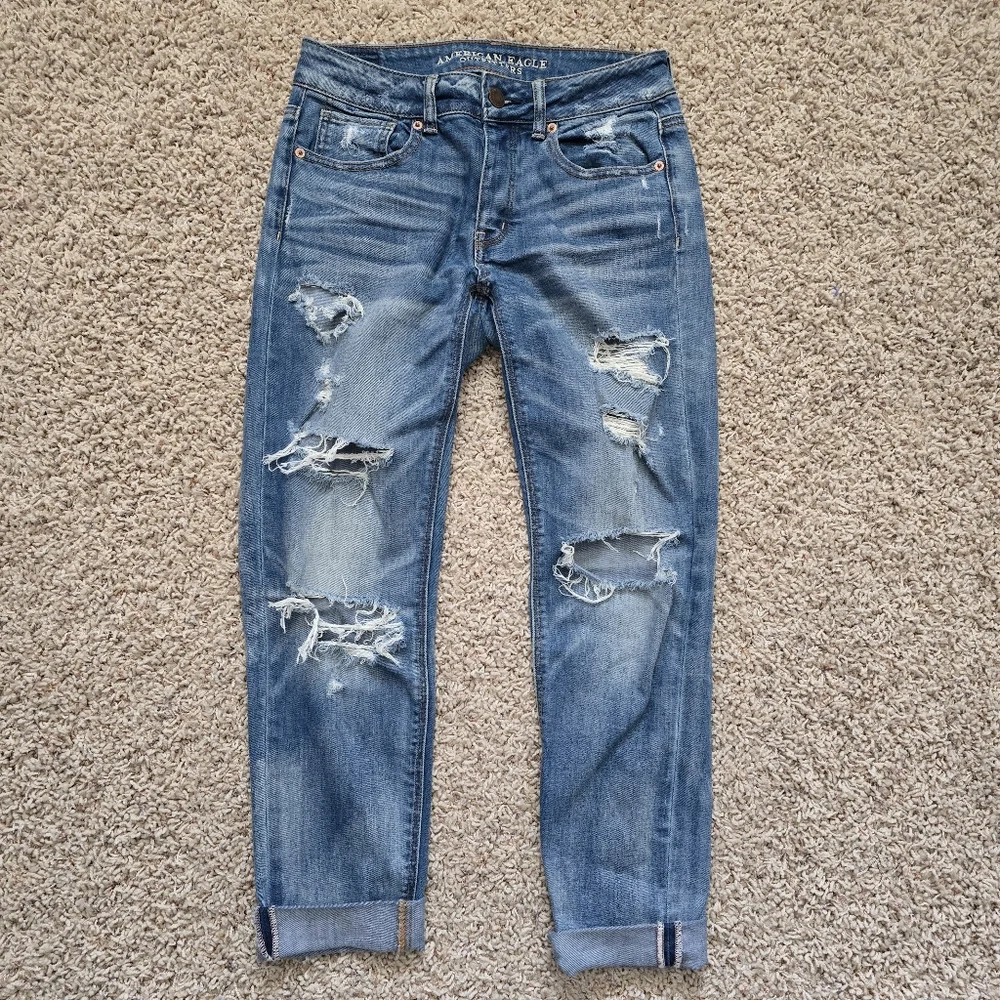 American Eagle Distressed Tomgirl Jeans - Picture 2 of 13